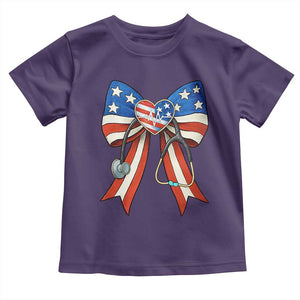 Funny 4th Of July Nurse American Flag Coquette Bow Toddler T Shirt TS11 Purple Print Your Wear