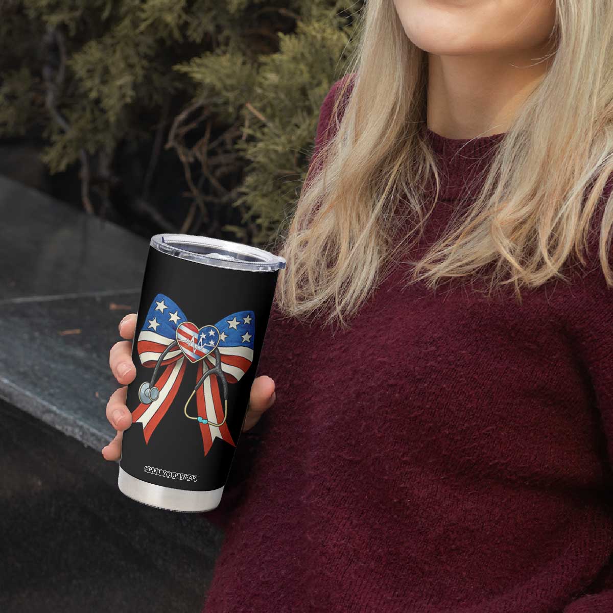 Funny 4th Of July Nurse American Flag Coquette Bow Tumbler Cup TS11 Print Your Wear