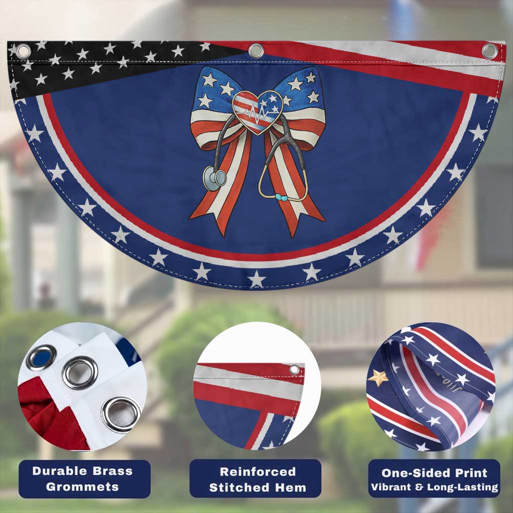 Funny 4th Of July Nurse American Flag Coquette Bow Patriotic Fan Flag