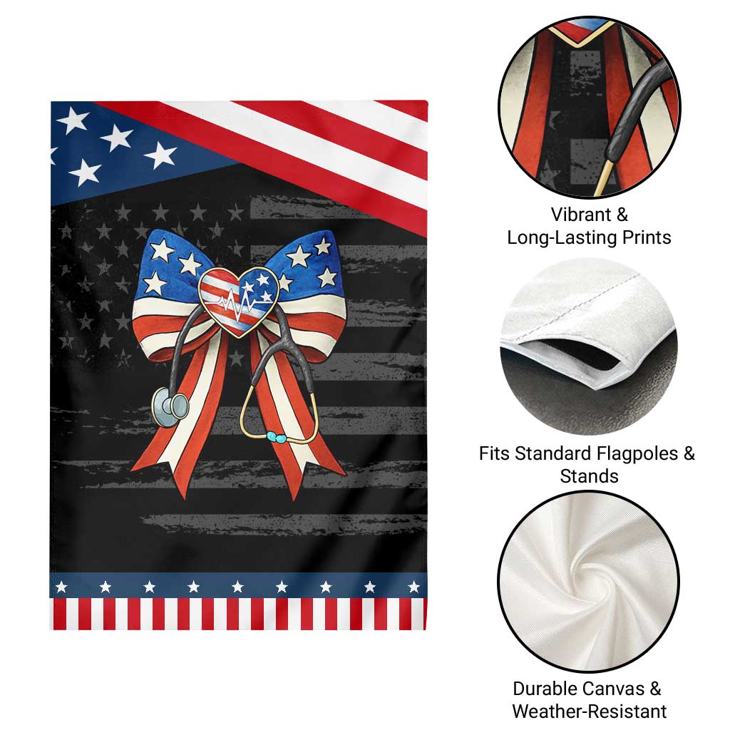 Funny 4th Of July Nurse American Flag Coquette Bow Garden Flag TS11 Print Your Wear
