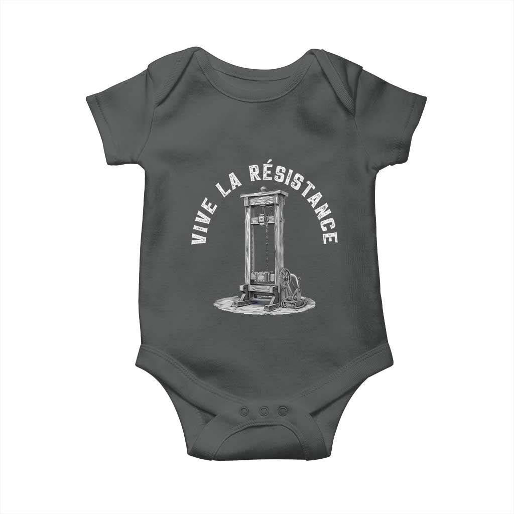 Funny Vive La Resistance Baby Onesie Femme Feminist Vintage Guillotine TS11 Dark Heather Print Your Wear