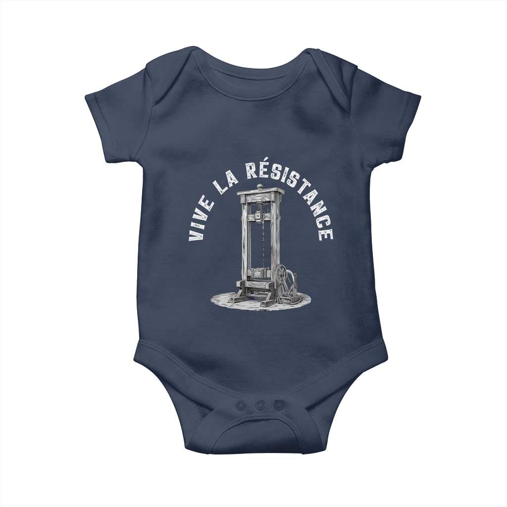 Funny Vive La Resistance Baby Onesie Femme Feminist Vintage Guillotine TS11 Navy Print Your Wear