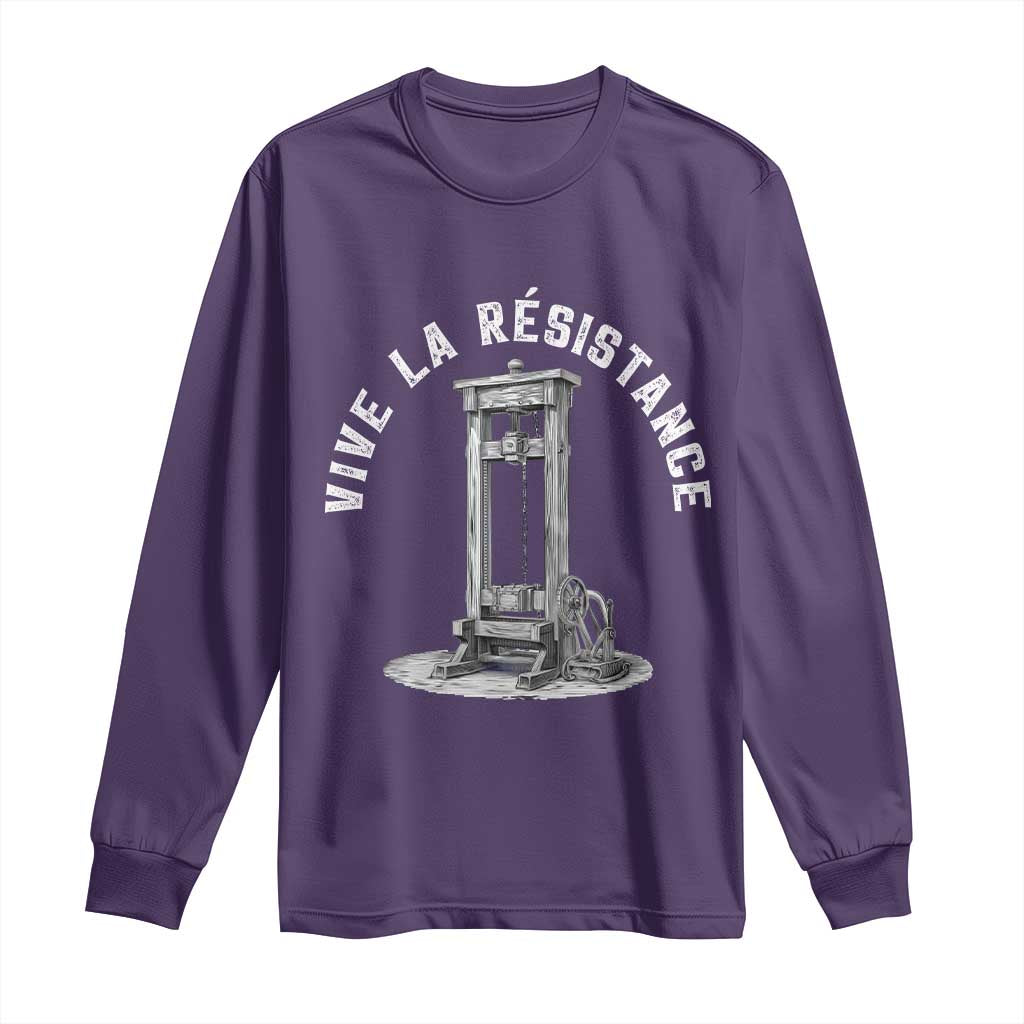 Funny Vive La Resistance Long Sleeve Shirt Femme Feminist Vintage Guillotine TS11 Purple Print Your Wear