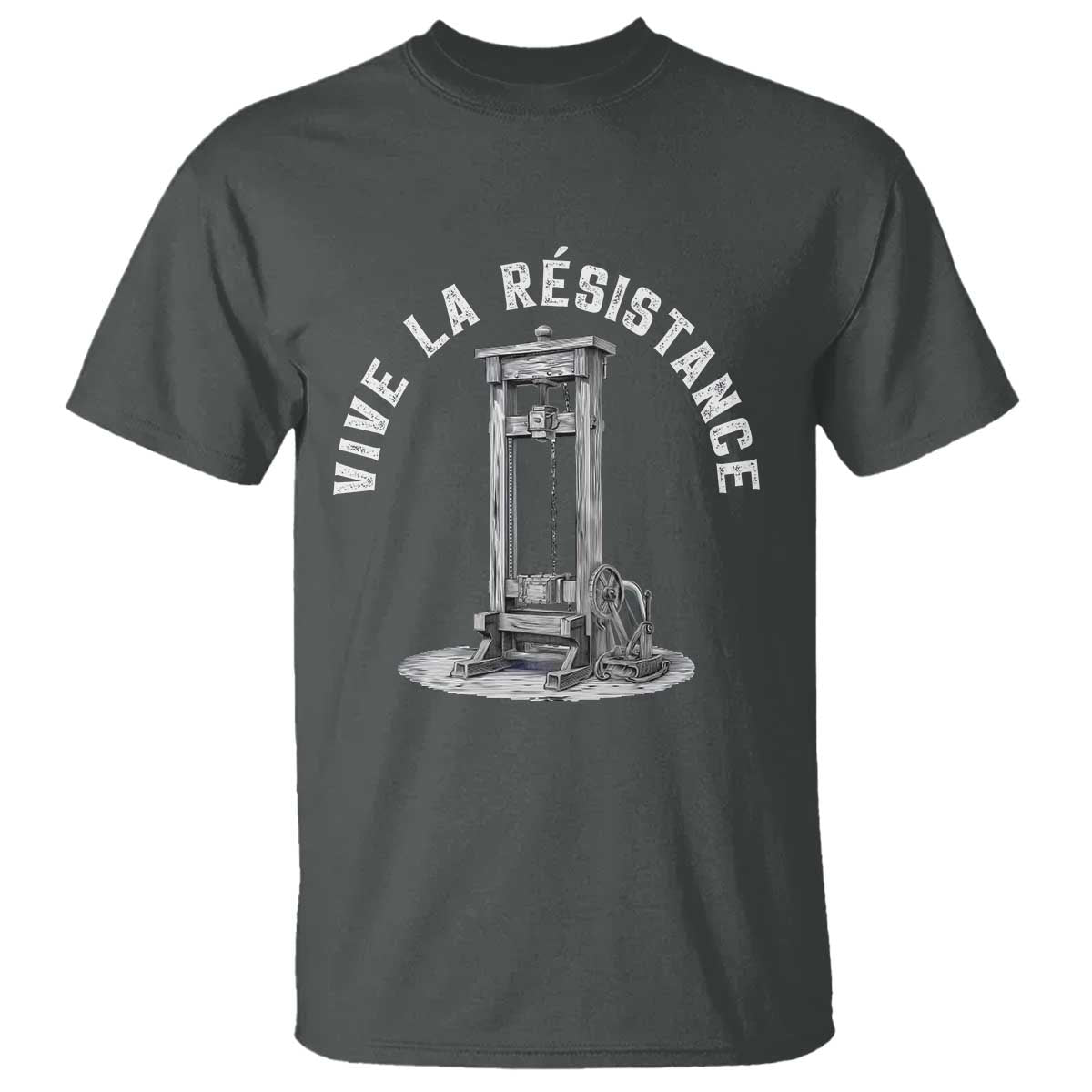 Funny Vive La Resistance T Shirt Femme Feminist Vintage Guillotine TS11 Dark Heather Print Your Wear