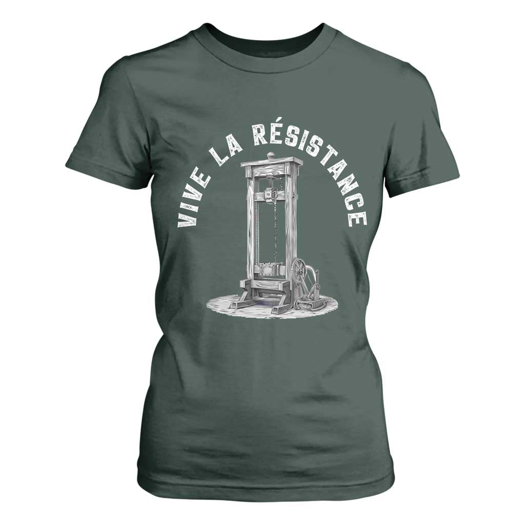 Funny Vive La Resistance T Shirt For Women Femme Feminist Vintage Guillotine TS11 Dark Forest Green Print Your Wear
