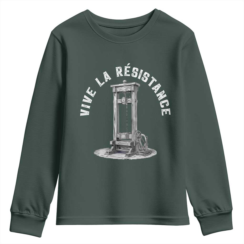 Funny Vive La Resistance Youth Sweatshirt Femme Feminist Vintage Guillotine TS11 Dark Forest Green Print Your Wear