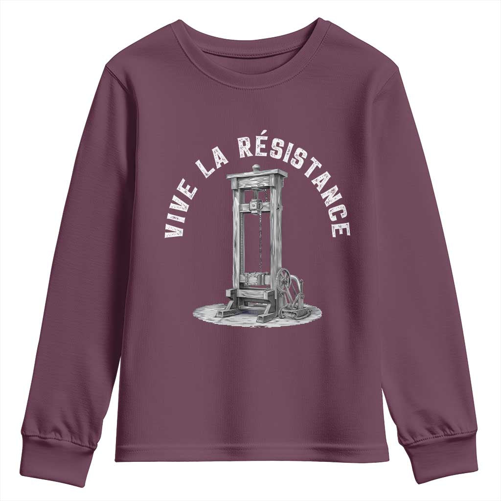 Funny Vive La Resistance Youth Sweatshirt Femme Feminist Vintage Guillotine TS11 Maroon Print Your Wear