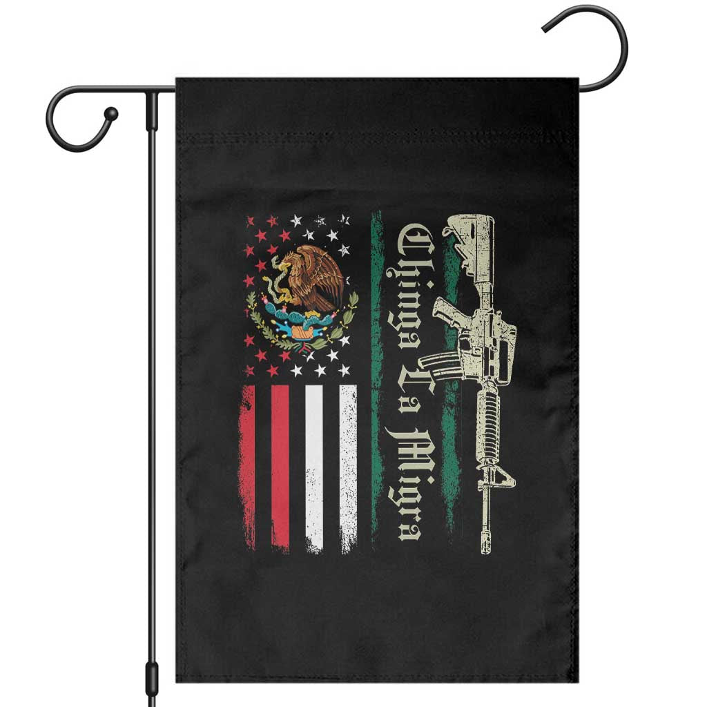 Funny Chinga La Migra Garden Flag Gun Vintage Mexican Flag TS11 Black Print Your Wear