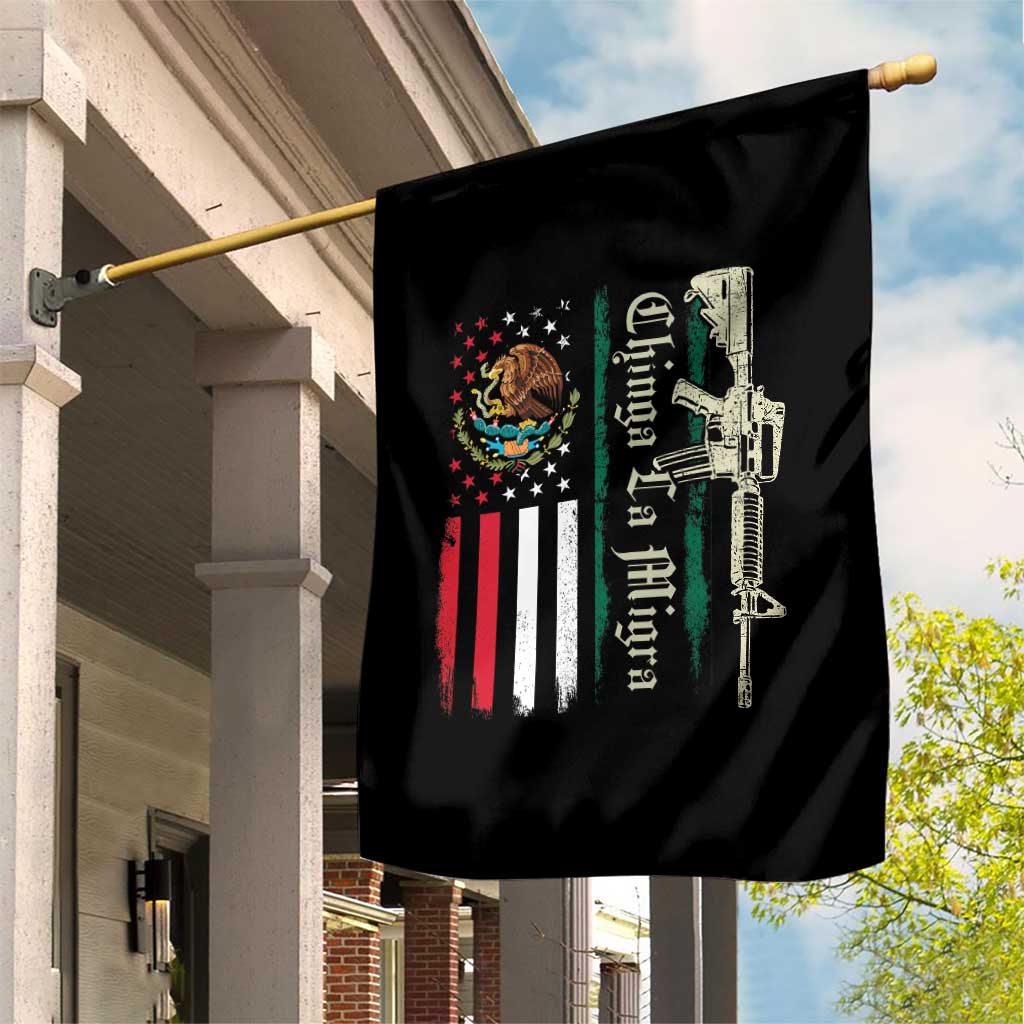 Funny Chinga La Migra Garden Flag Gun Vintage Mexican Flag TS11 Print Your Wear