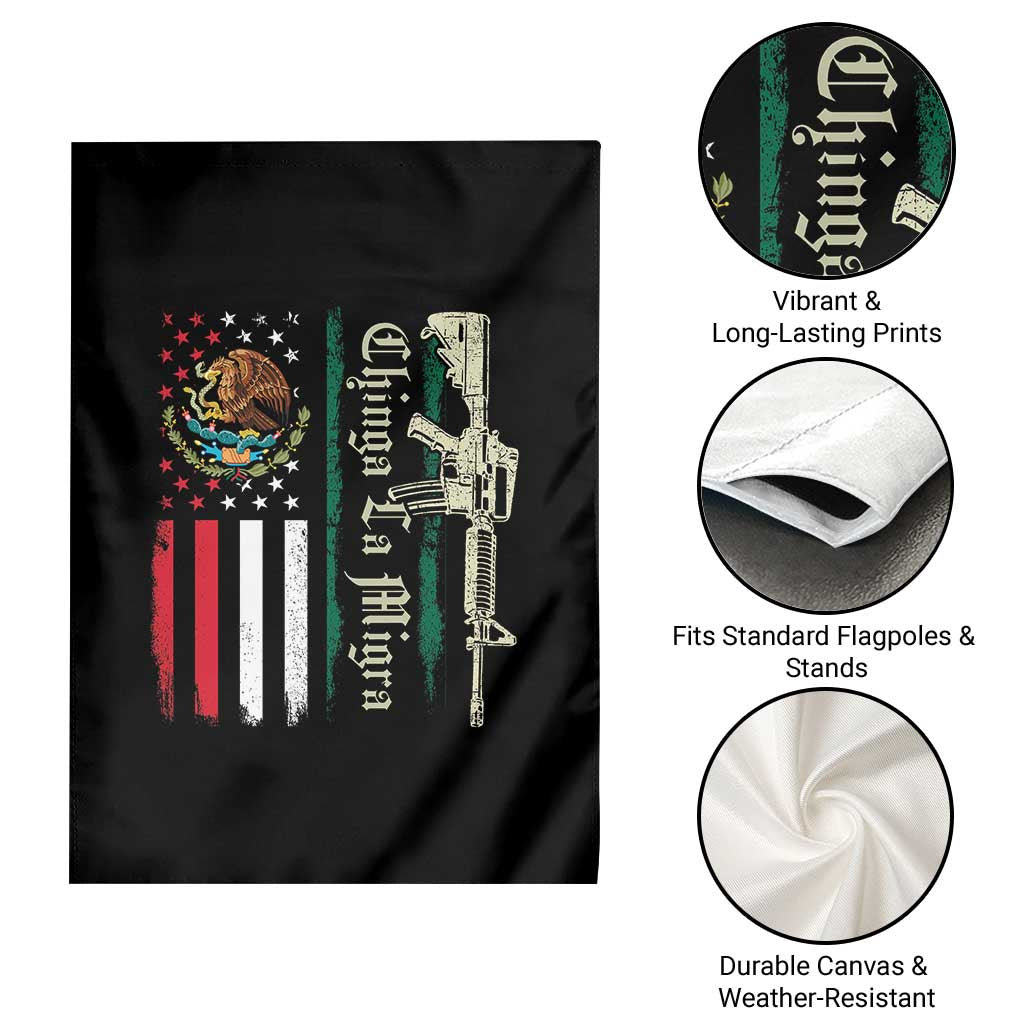 Funny Chinga La Migra Garden Flag Gun Vintage Mexican Flag TS11 Print Your Wear