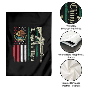 Funny Chinga La Migra Garden Flag Gun Vintage Mexican Flag TS11 Print Your Wear