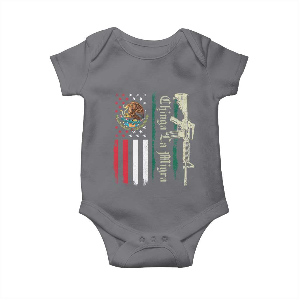 Funny Chinga La Migra Baby Onesie Gun Vintage Mexican Flag TS11 Charcoal Print Your Wear