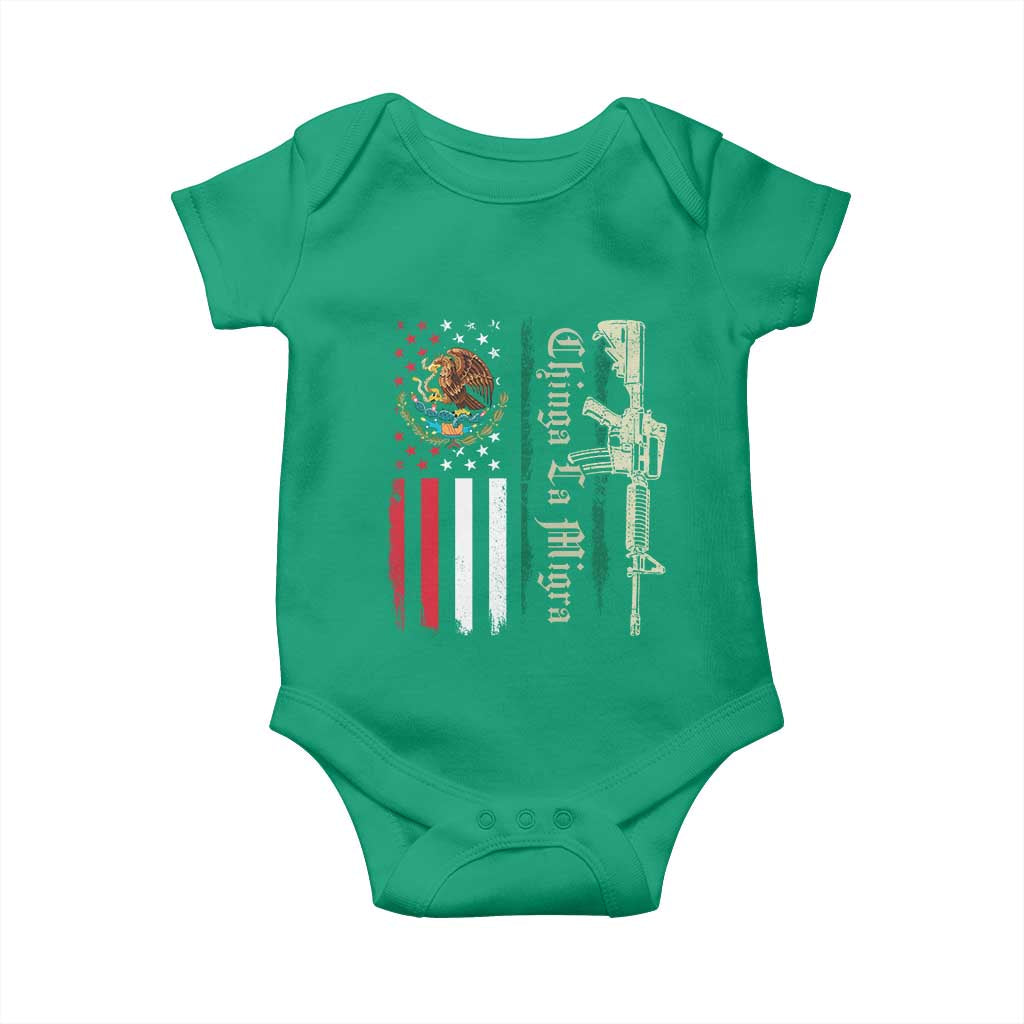 Funny Chinga La Migra Baby Onesie Gun Vintage Mexican Flag TS11 Irish Green Print Your Wear