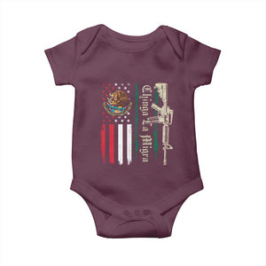 Funny Chinga La Migra Baby Onesie Gun Vintage Mexican Flag TS11 Maroon Print Your Wear