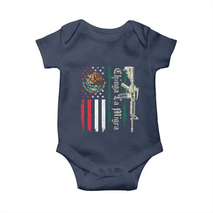 Funny Chinga La Migra Baby Onesie Gun Vintage Mexican Flag TS11 Navy Print Your Wear