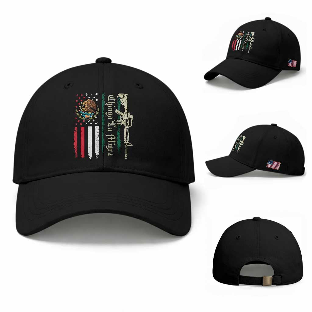 Funny Chinga La Migra Baseball Cap Gun Vintage Mexican Flag TS11 Baseball Cap Universal Fit Black Print Your Wear