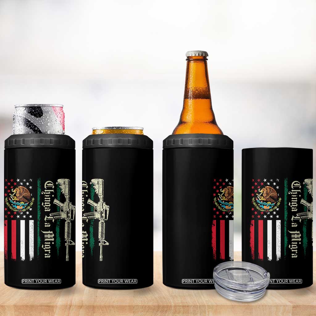 Funny Chinga La Migra 4 in 1 Can Cooler Tumbler Gun Vintage Mexican Flag TS11 Print Your Wear