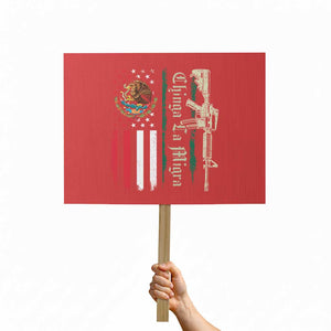 Funny Chinga La Migra Protest Sign Gun Vintage Mexican Flag TS11 Horizontal 18" × 24" Red Print Your Wear