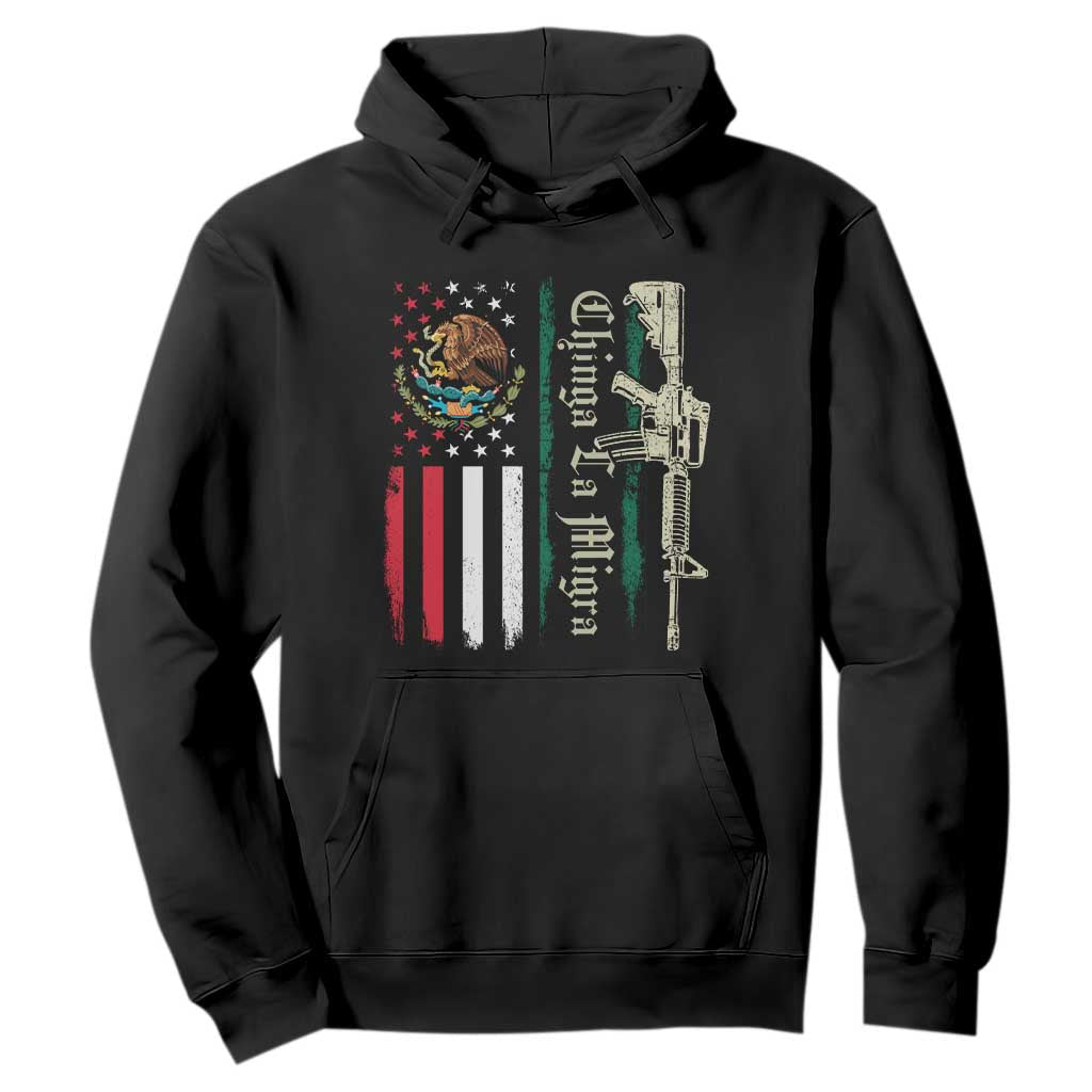Funny Chinga La Migra Hoodie Gun Vintage Mexican Flag TS11 Black Print Your Wear