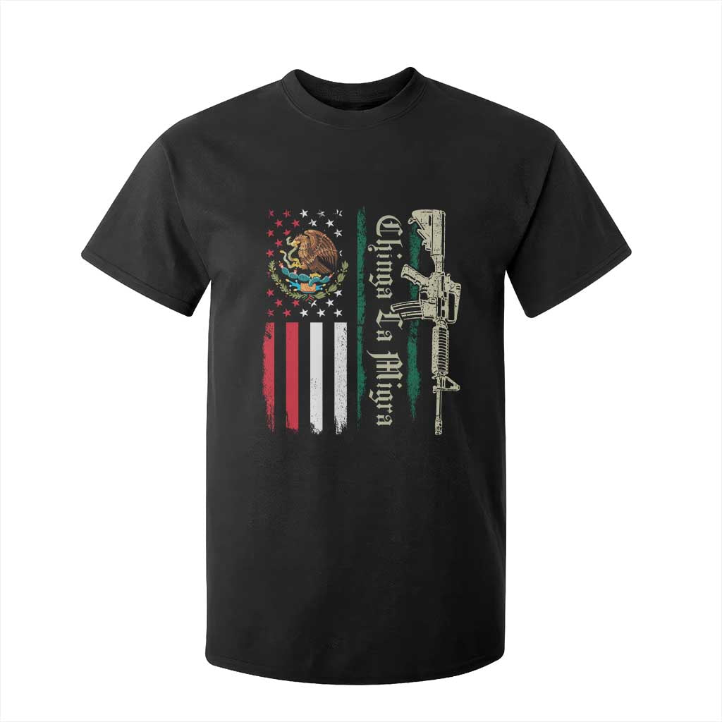 Funny Chinga La Migra T Shirt For Kid Gun Vintage Mexican Flag TS11 Black Print Your Wear