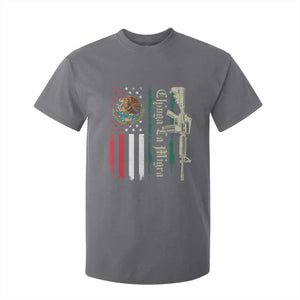 Funny Chinga La Migra T Shirt For Kid Gun Vintage Mexican Flag TS11 Charcoal Print Your Wear