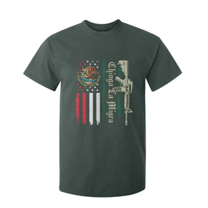Funny Chinga La Migra T Shirt For Kid Gun Vintage Mexican Flag TS11 Dark Forest Green Print Your Wear