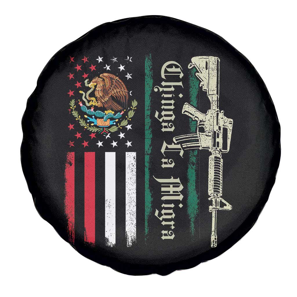 Funny Chinga La Migra Spare Tire Cover Gun Vintage Mexican Flag TS11 Print Your Wear