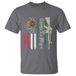 Funny Chinga La Migra T Shirt Gun Vintage Mexican Flag TS11 Charcoal Print Your Wear