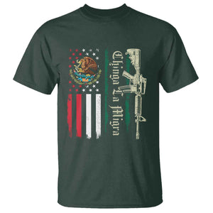 Funny Chinga La Migra T Shirt Gun Vintage Mexican Flag TS11 Dark Forest Green Print Your Wear