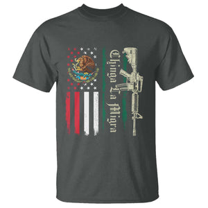 Funny Chinga La Migra T Shirt Gun Vintage Mexican Flag TS11 Dark Heather Print Your Wear