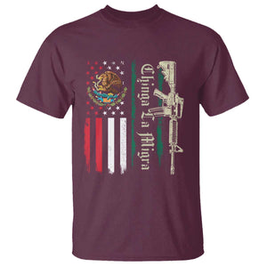 Funny Chinga La Migra T Shirt Gun Vintage Mexican Flag TS11 Maroon Print Your Wear