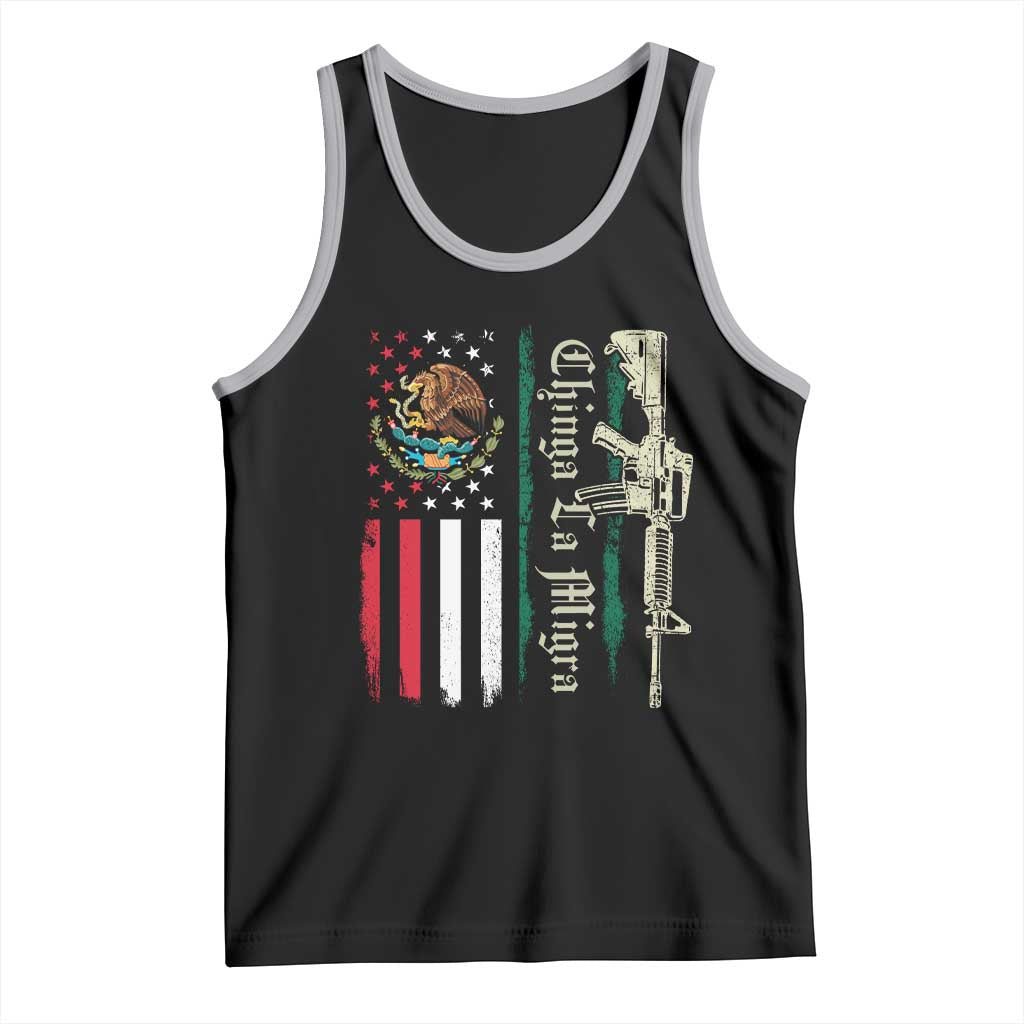 Funny Chinga La Migra Tank Top Gun Vintage Mexican Flag TS11 Black Athletic Heather Print Your Wear