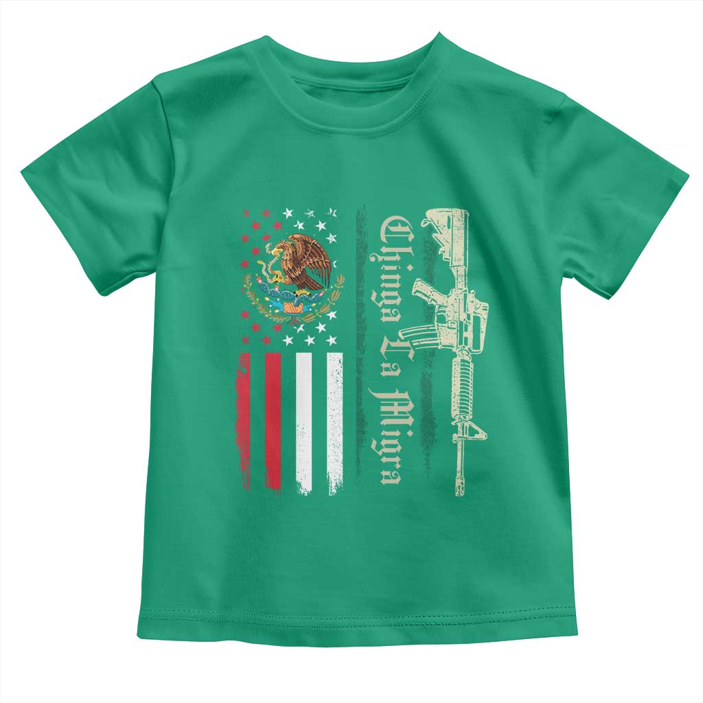 Funny Chinga La Migra Toddler T Shirt Gun Vintage Mexican Flag TS11 Irish Green Print Your Wear