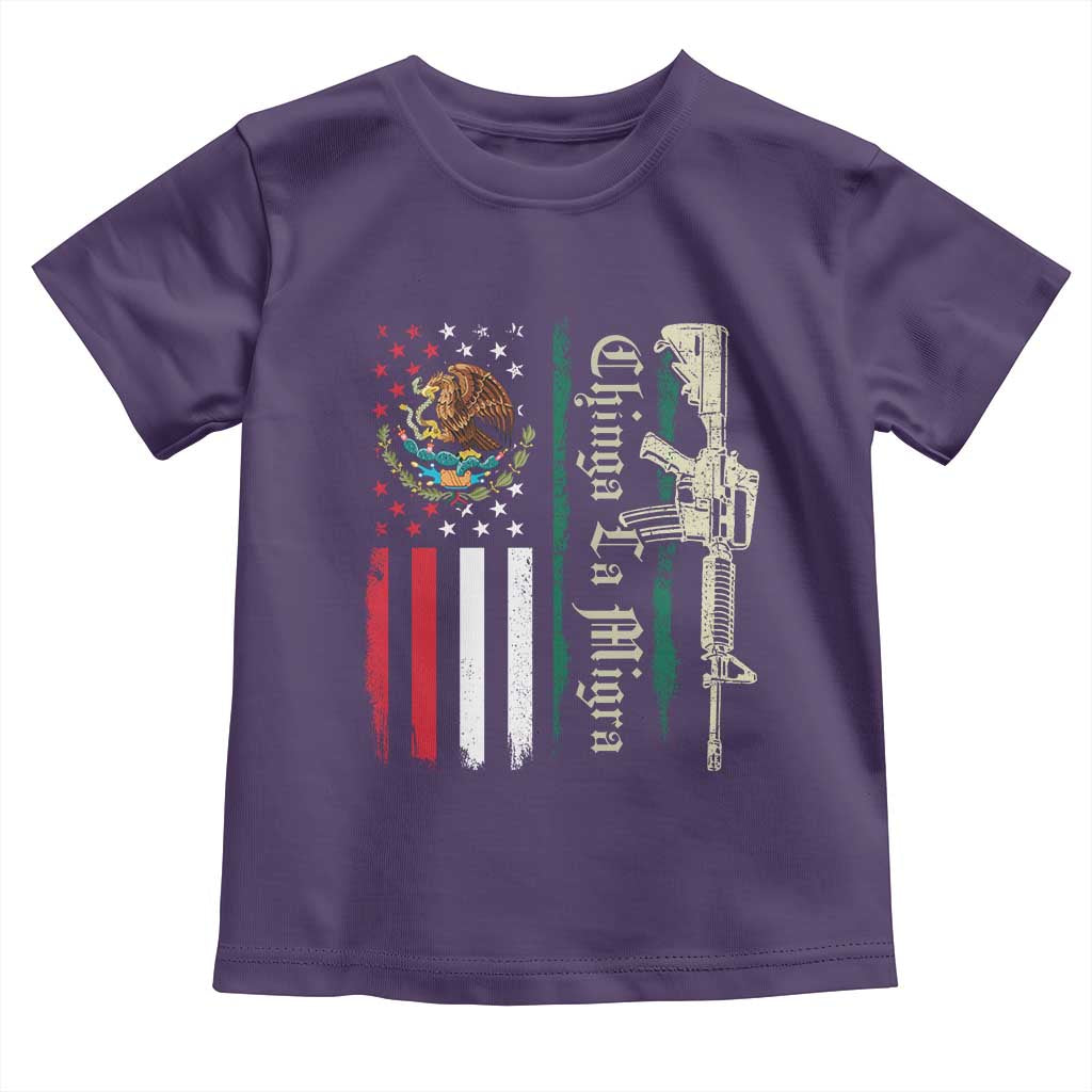 Funny Chinga La Migra Toddler T Shirt Gun Vintage Mexican Flag TS11 Purple Print Your Wear