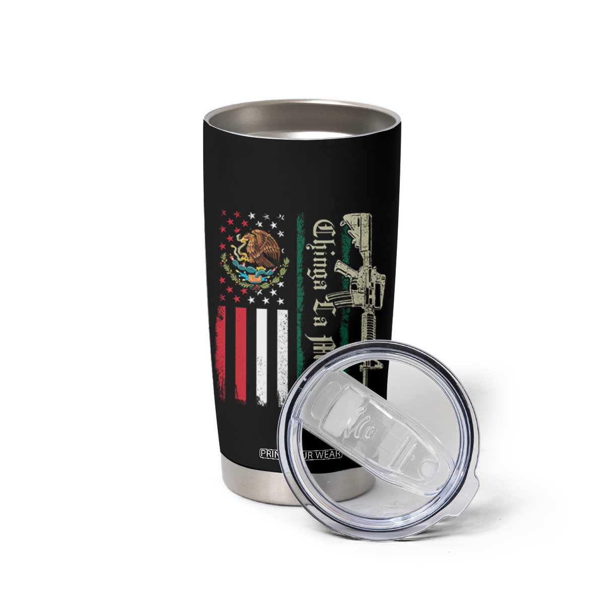 Funny Chinga La Migra Tumbler Cup Gun Vintage Mexican Flag TS11 Print Your Wear