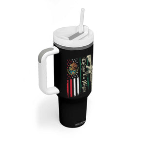 Funny Chinga La Migra Tumbler With Handle Gun Vintage Mexican Flag TS11 Print Your Wear