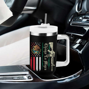 Funny Chinga La Migra Tumbler With Handle Gun Vintage Mexican Flag TS11 Print Your Wear