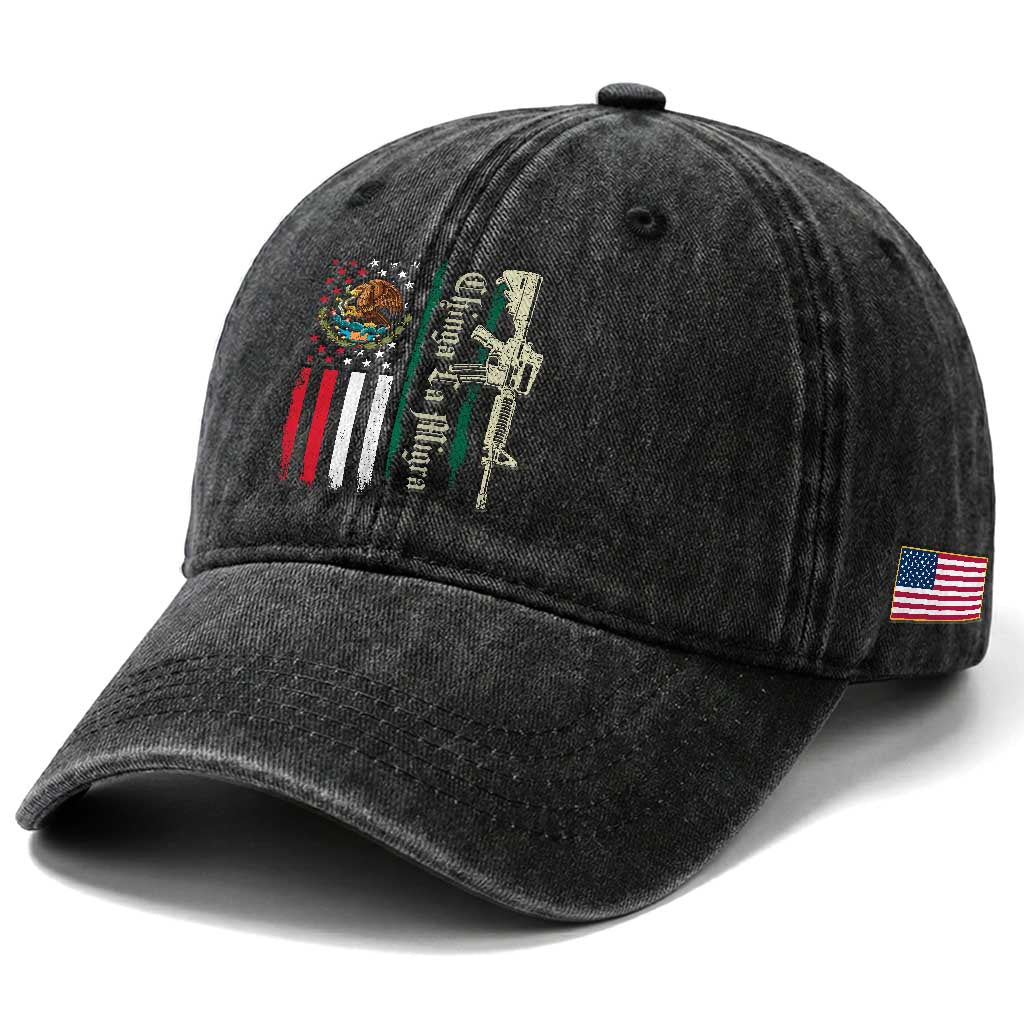 Funny Chinga La Migra Washed Cotton Baseball Cap Gun Vintage Mexican Flag TS11 Print Your Wear