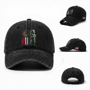 Funny Chinga La Migra Washed Cotton Baseball Cap Gun Vintage Mexican Flag TS11 Washed Cap Universal Fit Black Print Your Wear