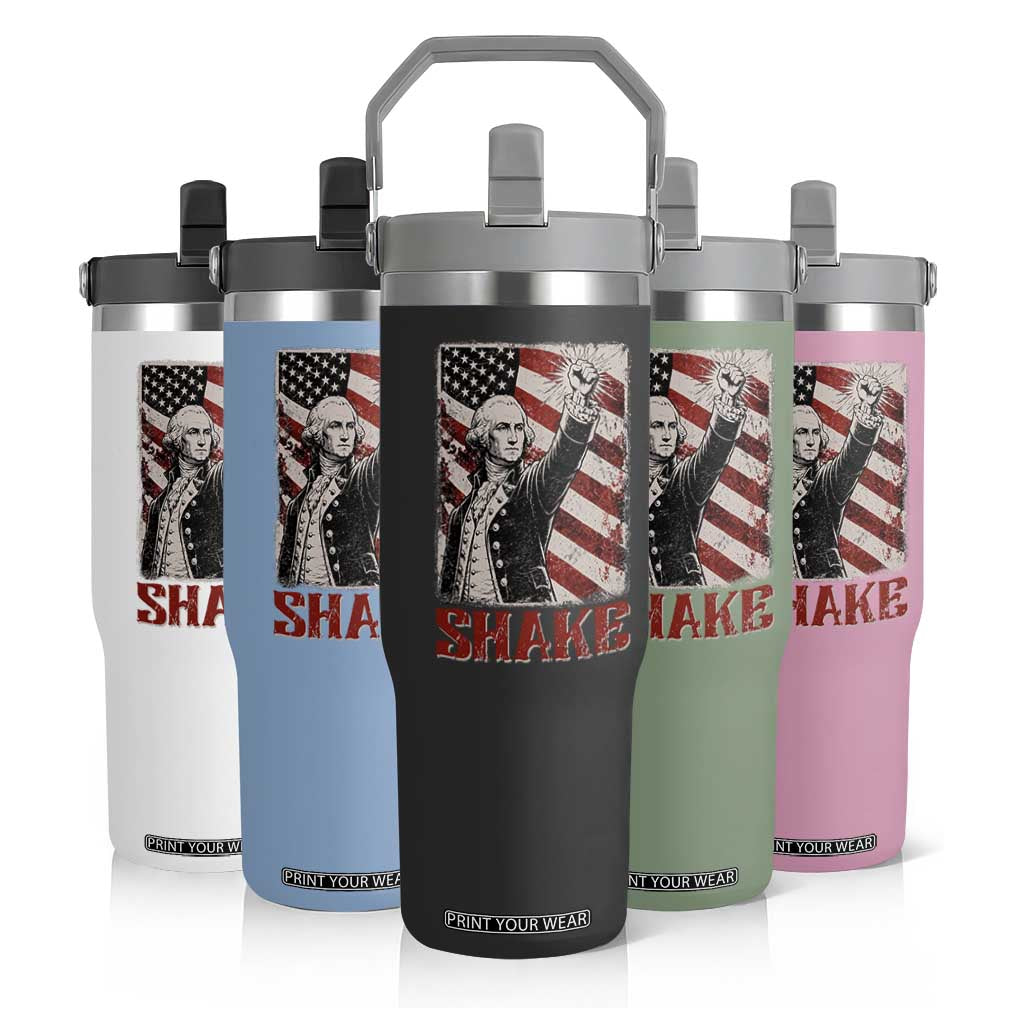Shake And Bake George Washington 4th of July Couple Matching Flip Straw Tumbler