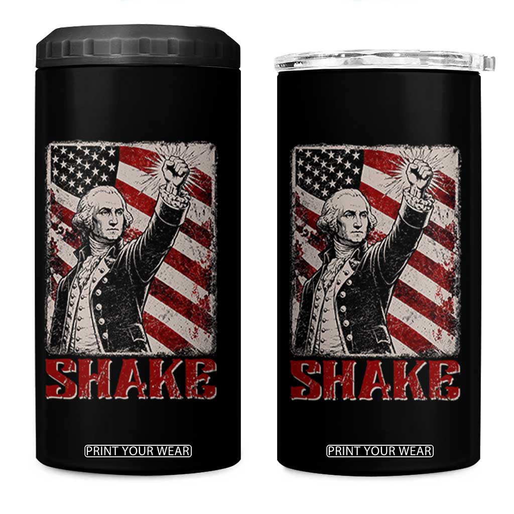 Shake And Bake George Washington 4th of July Couple Matching 4 in 1 Can Cooler Tumbler TS11 One Size: 16 oz Black Print Your Wear