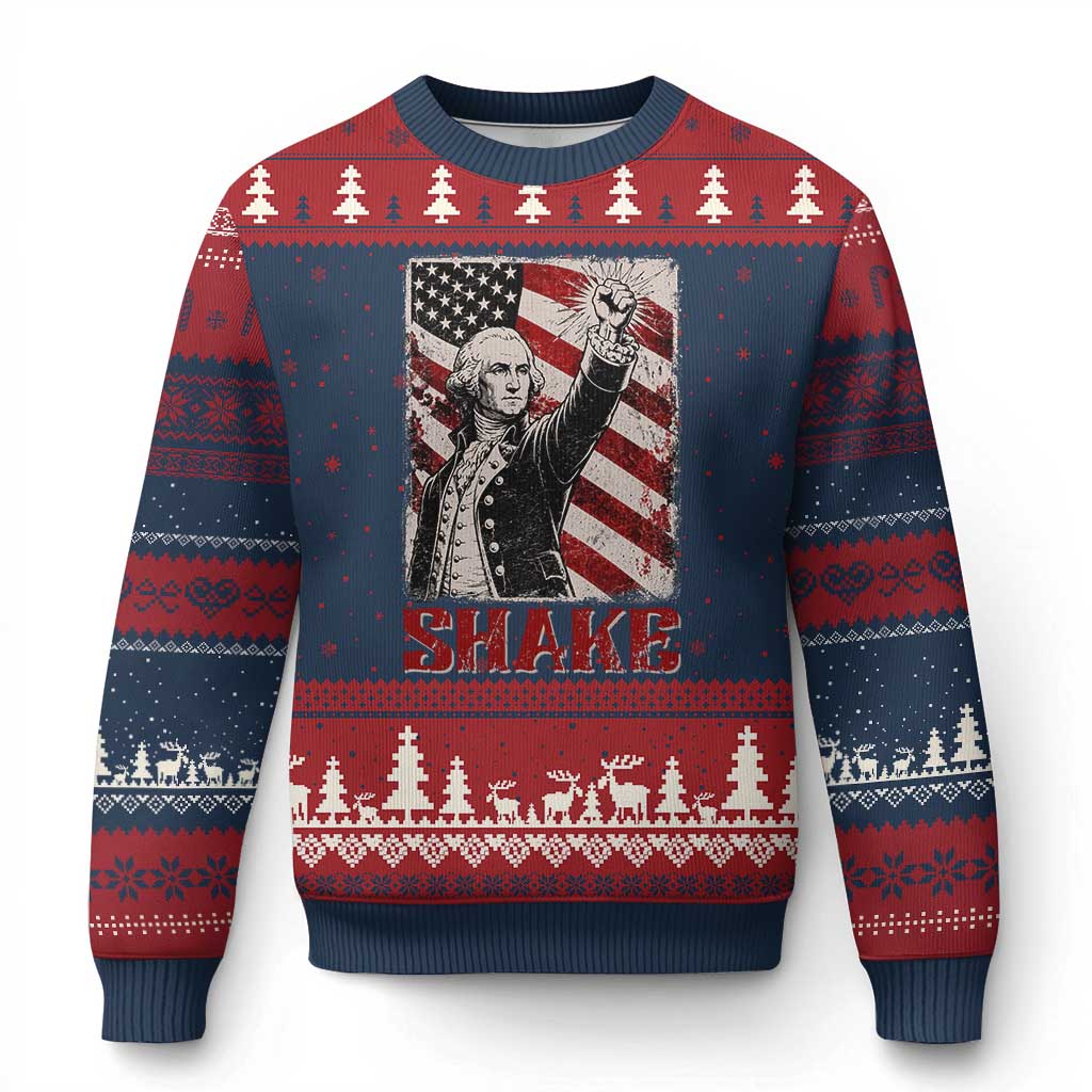 Shake And Bake George Washington 4th of July Couple Matching Ugly Christmas Sweater