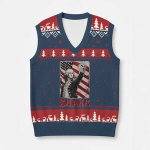 Shake And Bake George Washington 4th of July Couple Matching V-Neck Knit Sweater Vest
