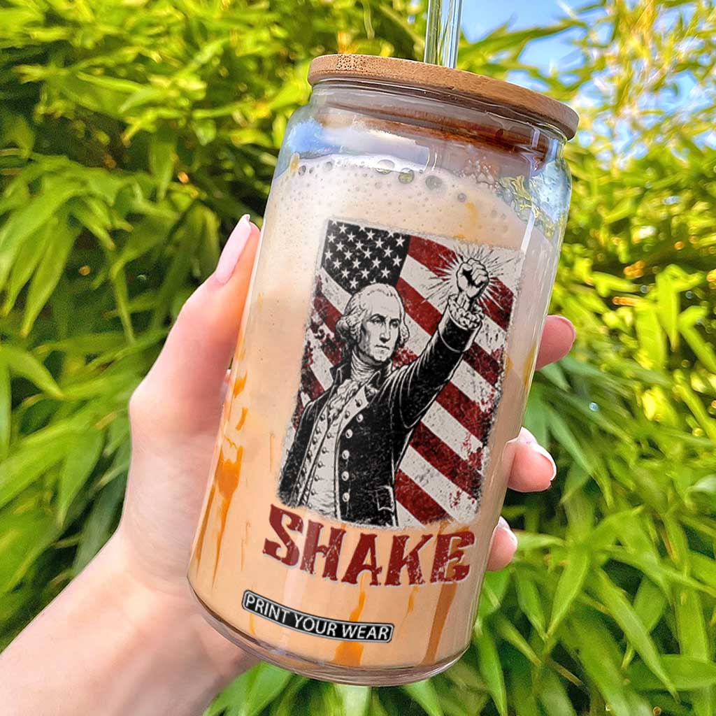 Shake And Bake George Washington 4th of July Couple Matching Glass Can