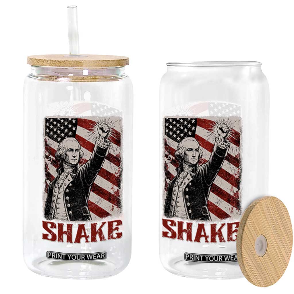 Shake And Bake George Washington 4th of July Couple Matching Glass Can