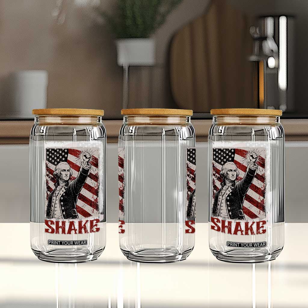 Shake And Bake George Washington 4th of July Couple Matching Glass Can