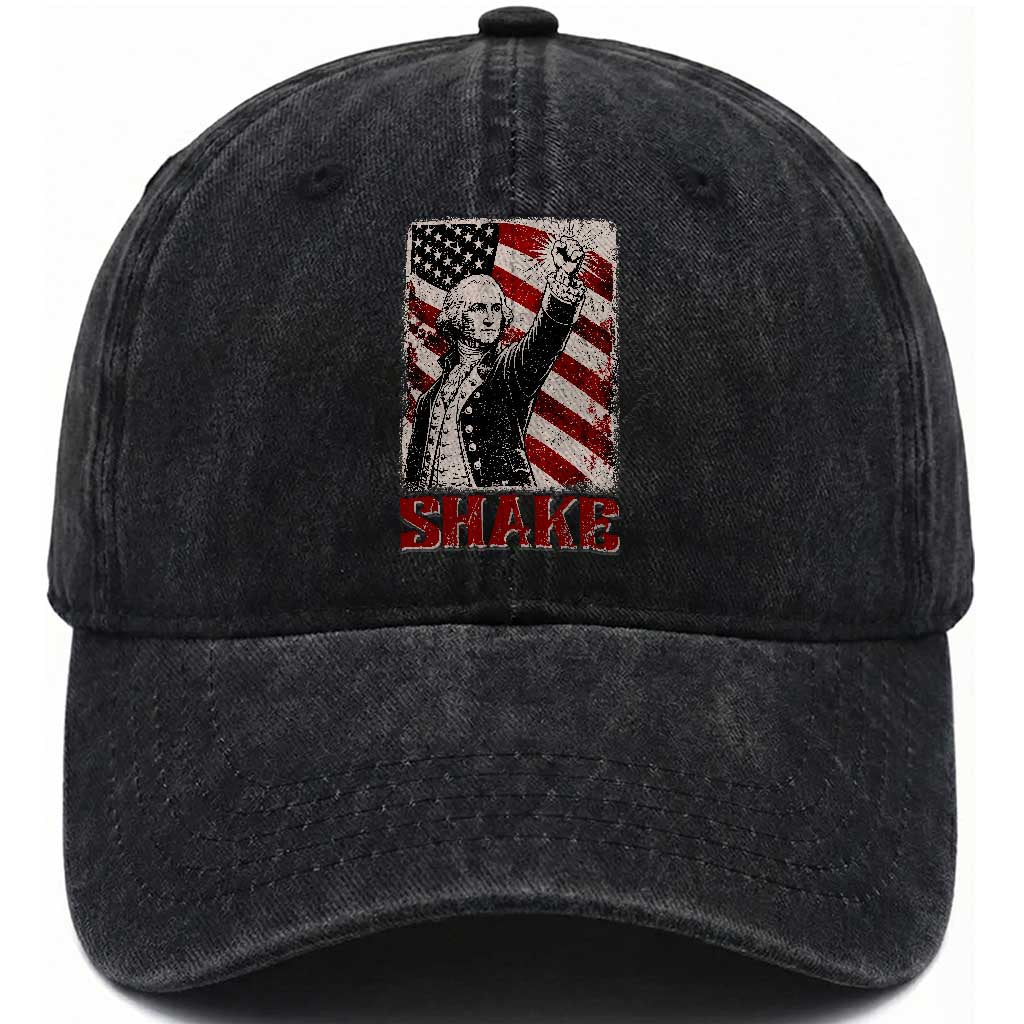 Shake And Bake George Washington 4th of July Couple Matching Washed Cotton Baseball Cap