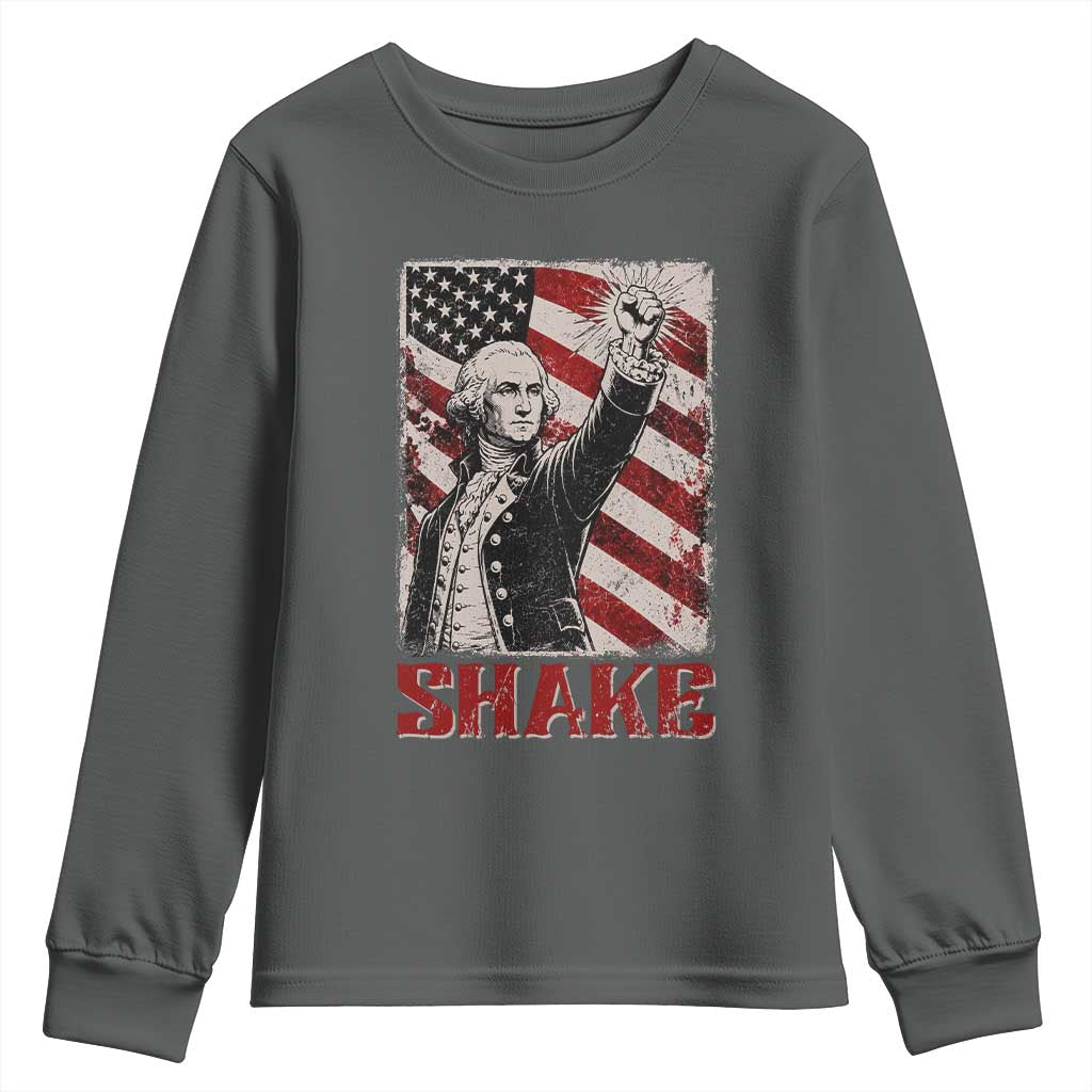 Shake And Bake George Washington 4th of July Couple Matching Youth Sweatshirt TS11 Dark Heather Print Your Wear