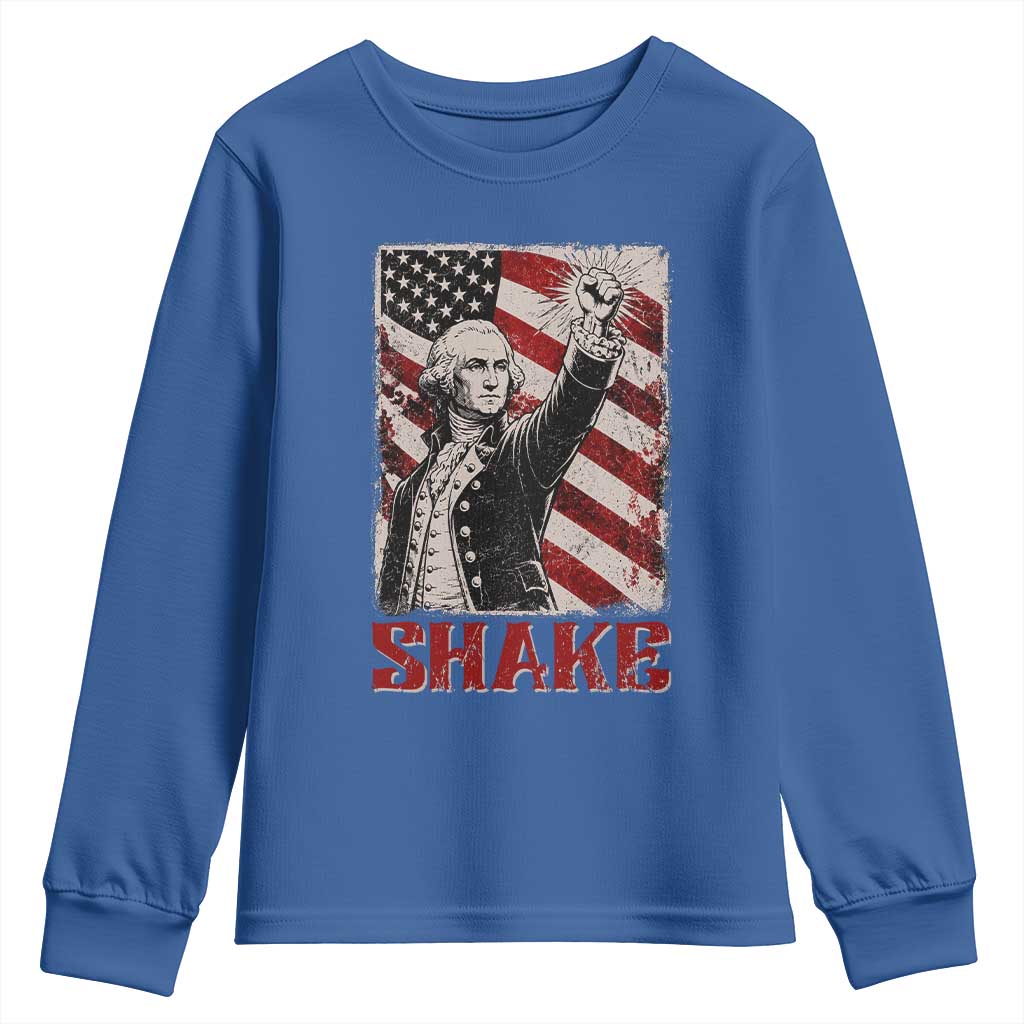 Shake And Bake George Washington 4th of July Couple Matching Youth Sweatshirt TS11 Royal Blue Print Your Wear