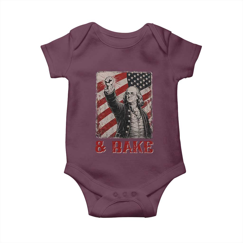 Shake And Bake Benjamin Franklin 4th of July Couple Matching Baby Onesie
